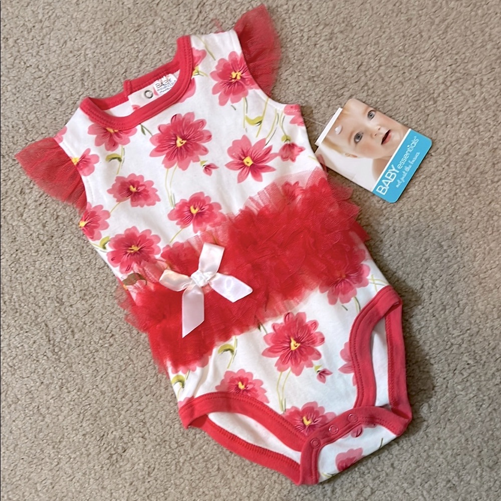 NEW Infant girl floral tulle onesie, 9 months from Baby Essentials